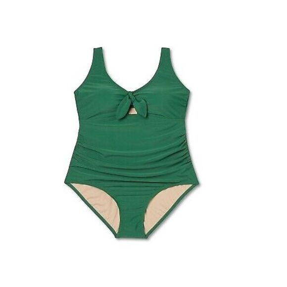 Kona Sol Other - Women's Tie-Front Ruched High Coverage One Piece Swimsuit - Kona Sol™ Green 17,